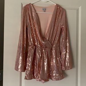 Brigitte Bailey rose gold sequin romper Size S